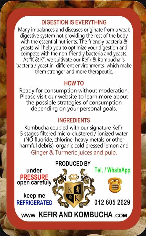 Ginger & Turmeric Kombucha — back label
