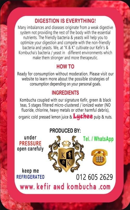 Lychee Kombucha — back label