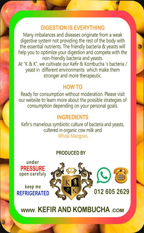 Mango Milk Kefir — back label