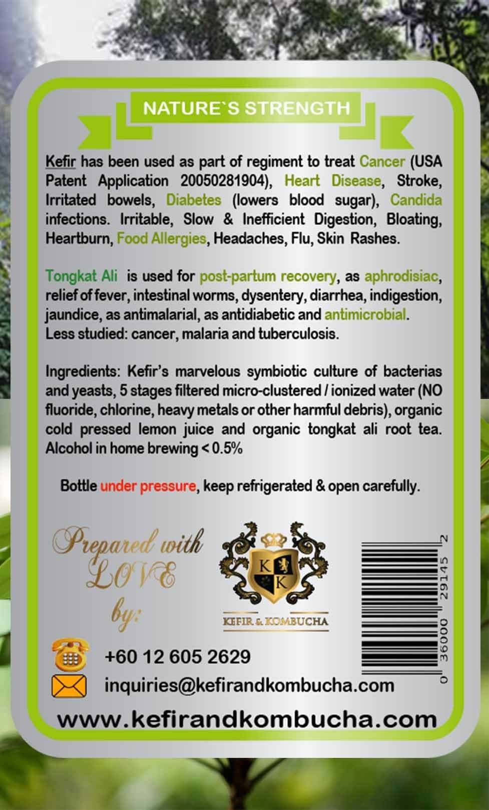 Tongkat Ali Kefir — back label